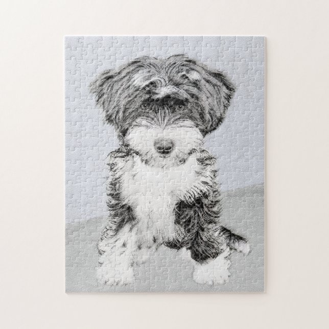 Tibetan Terrier Painting - Cute Original Dog Art Jigsaw Puzzle (Vertical)