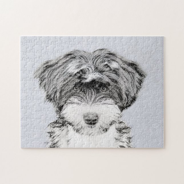 Tibetan Terrier Painting - Cute Original Dog Art Jigsaw Puzzle (Horizontal)