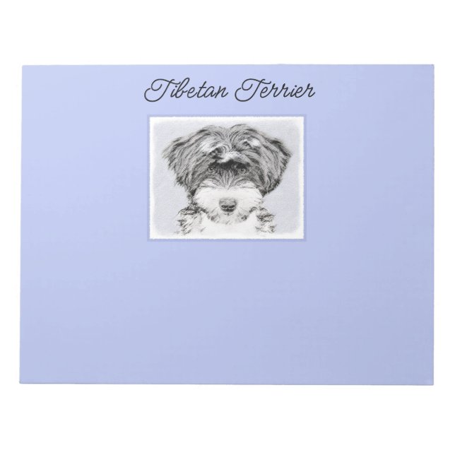 Tibetan Terrier Painting - Cute Original Dog Art N Notepad (Front)