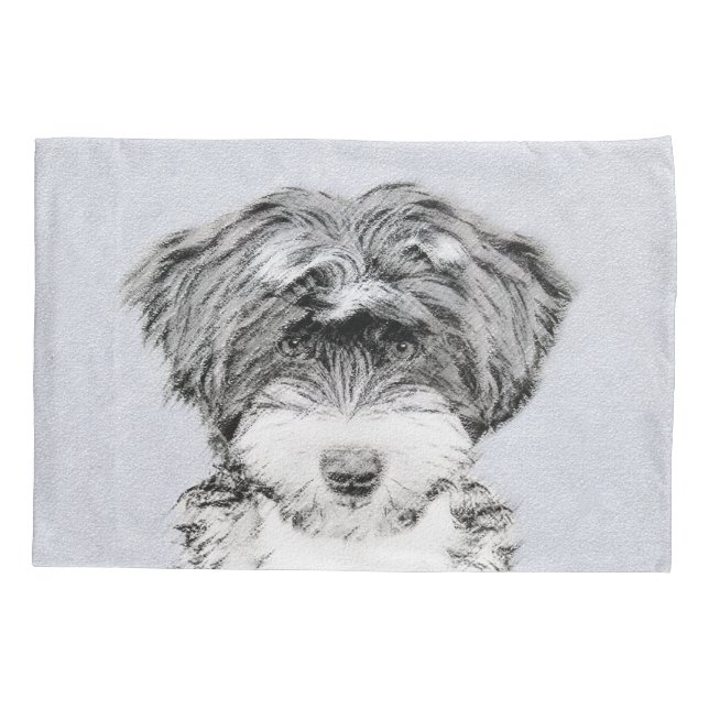 Tibetan Terrier Painting - Cute Original Dog Art Pillowcase (Back)