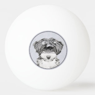 Tibetan Terrier Painting - Cute Original Dog Art Ping Pong Ball