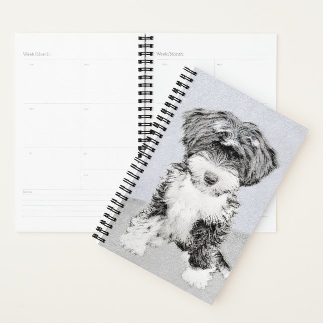 Tibetan Terrier Painting - Cute Original Dog Art Planner (Display)