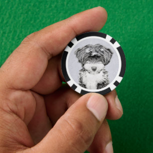Tibetan Terrier Painting - Cute Original Dog Art Poker Chips