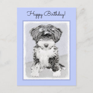 Tibetan Terrier Painting - Cute Original Dog Art Postcard