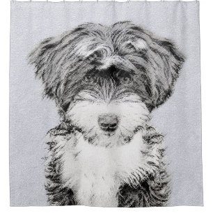 Tibetan Terrier Painting - Cute Original Dog Art Shower Curtain