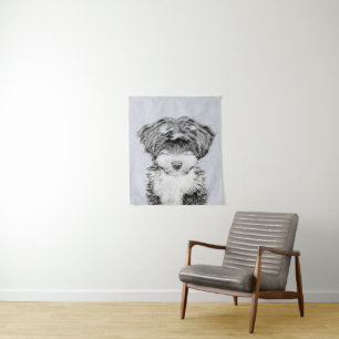 Tibetan Terrier Painting - Cute Original Dog Art Tapestry