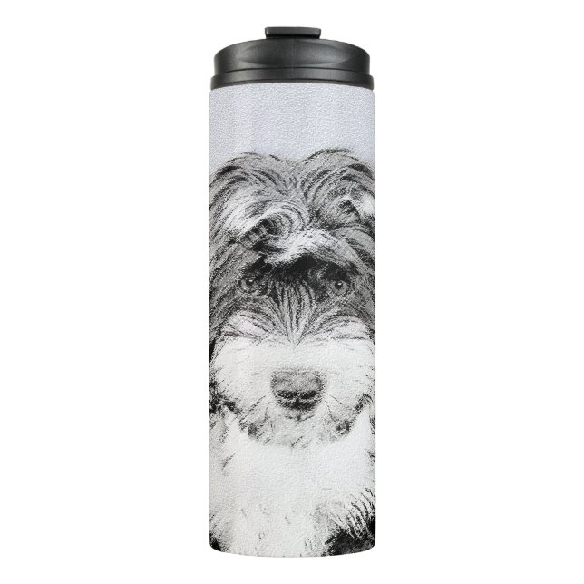 Tibetan Terrier Painting - Cute Original Dog Art Thermal Tumbler (Front)