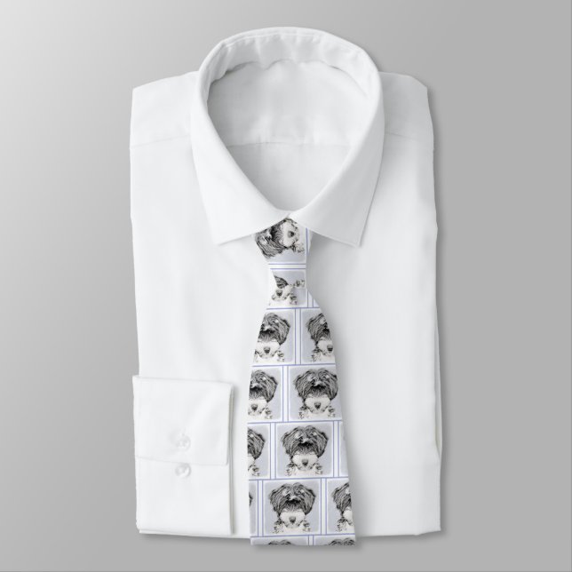Tibetan Terrier Painting - Cute Original Dog Art Tie (Tied)