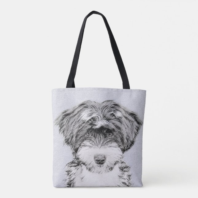Tibetan Terrier Painting - Cute Original Dog Art Tote Bag (Back)