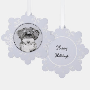 Tibetan Terrier Painting - Cute Original Dog Art Tree Decoration Card