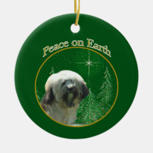 Tibetan Terrier Peace Ceramic Tree Decoration