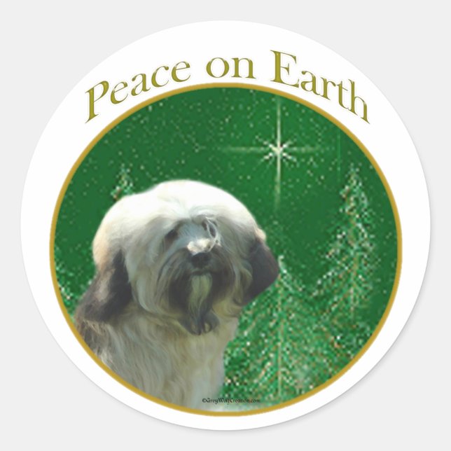 Tibetan Terrier Peace Classic Round Sticker (Front)