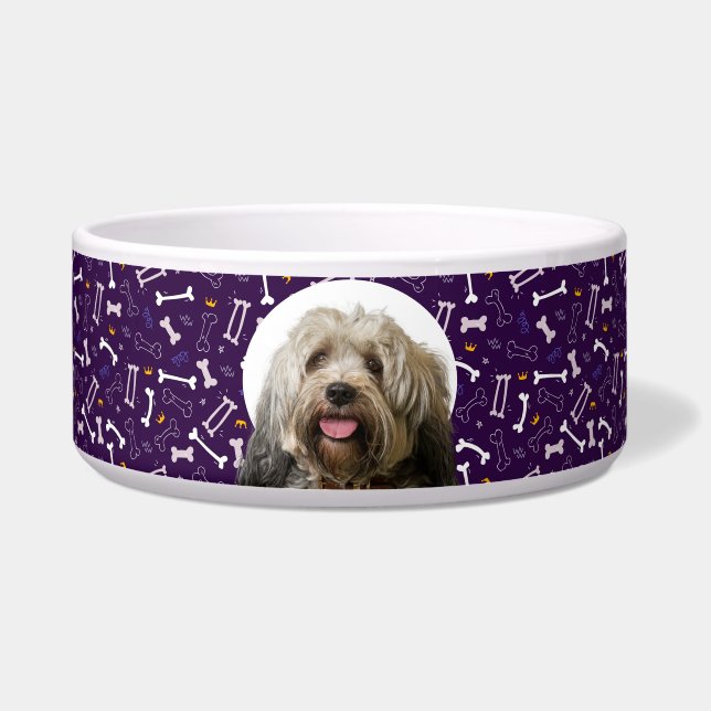 Tibetan Terrier Personalised Photo & Name Dog Bowl (Front)