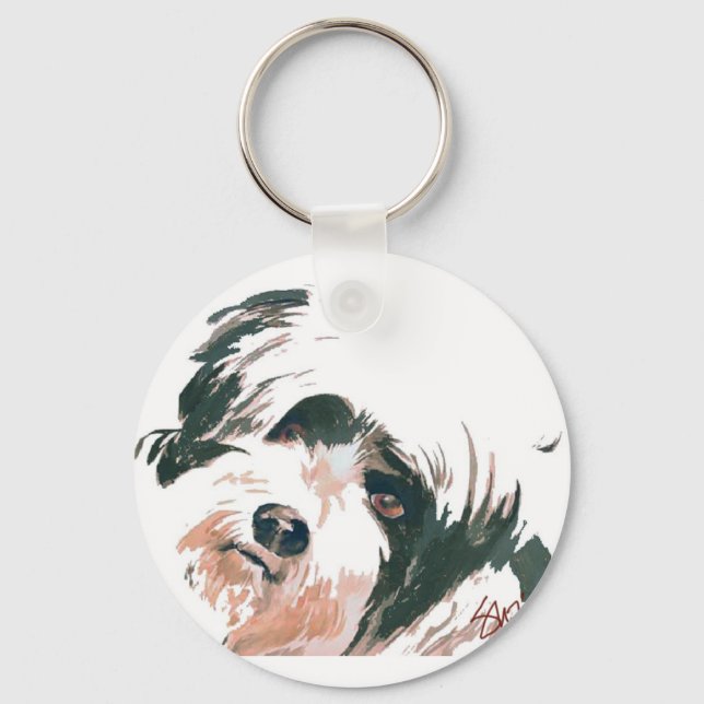 Tibetan Terrier portrait Key Ring (Front)