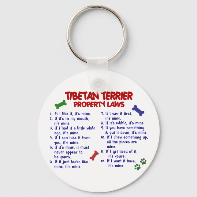 TIBETAN TERRIER Property Laws 2 Key Ring (Front)