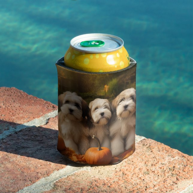Tibetan Terrier Puppy Autumn Delight Pumpkin Can Cooler (In Situ Pool)