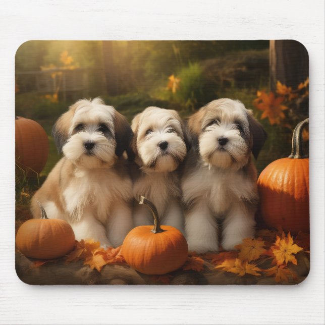 Tibetan Terrier Puppy Autumn Delight Pumpkin Mouse Mat (Front)