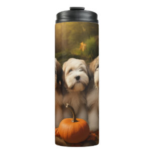 Tibetan Terrier Puppy Autumn Delight Pumpkin Thermal Tumbler