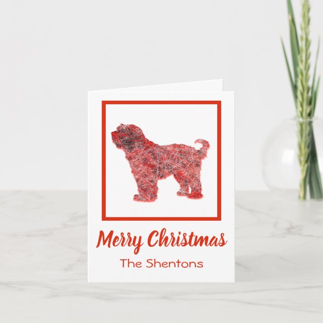 Tibetan Terrier Red Christmas Dog Christmas Card (Front)