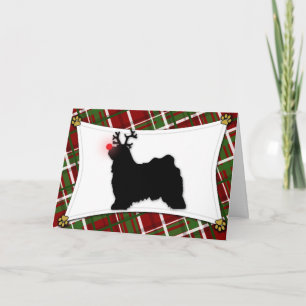 Tibetan Terrier Reindeer Christmas Card