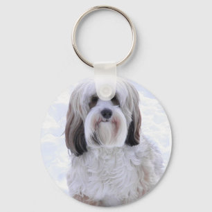 Tibetan Terrier Sable and White Key Ring