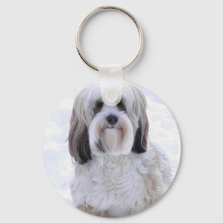 Tibetan Terrier Sable and White Key Ring