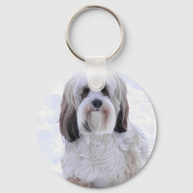 Tibetan Terrier Sable and White Key Ring (Front)