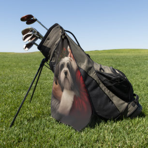 Tibetan Terrier Santa Claus Festive Christmas Golf Towel