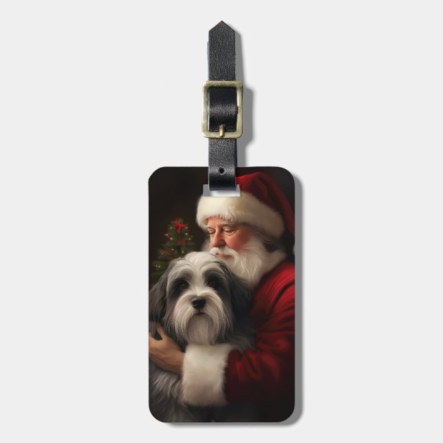 Tibetan Terrier Santa Claus Festive Christmas  Luggage Tag (Front Vertical)