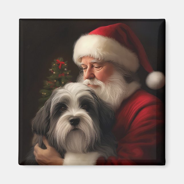 Tibetan Terrier Santa Claus Festive Christmas  Magnet (Front)