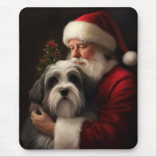 Tibetan Terrier Santa Claus Festive Christmas  Mouse Mat