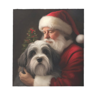 Tibetan Terrier Santa Claus Festive Christmas Notepad