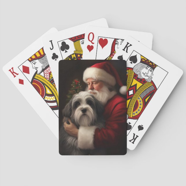 Tibetan Terrier Santa Claus Festive Christmas  Playing Cards (Back)