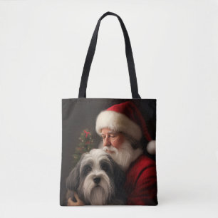 Tibetan Terrier Santa Claus Festive Christmas  Tote Bag