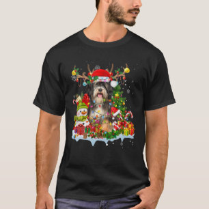 Tibetan Terrier Santa Hat Reindeer Christmas Light T-Shirt
