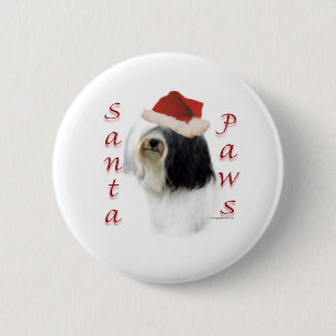 Tibetan Terrier Santa Paws 6 Cm Round Badge