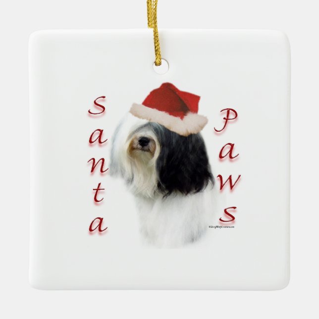 Tibetan Terrier Santa Paws Ceramic Ornament (Front)