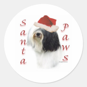 Tibetan Terrier Santa Paws Classic Round Sticker
