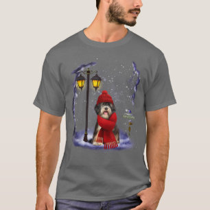 Tibetan Terrier Santa Snow Christmas Light Winter T-Shirt