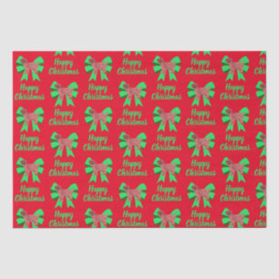 Tibetan Terrier Silhouette Christmas Dog & Bow Red Tissue Paper