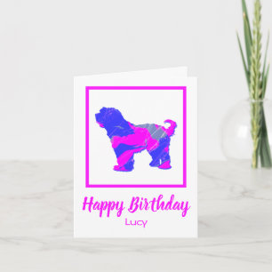 Tibetan Terrier Silhouette Pink Dog Funny Birthday Card
