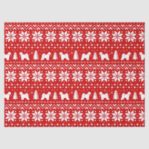 Tibetan Terrier Silhouettes Christmas Pattern Tissue Paper