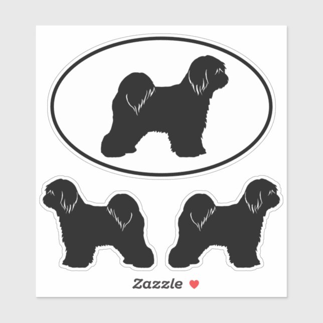 Tibetan Terrier Silhouettes Dogs Vinyl Sticker Set (Sheet)