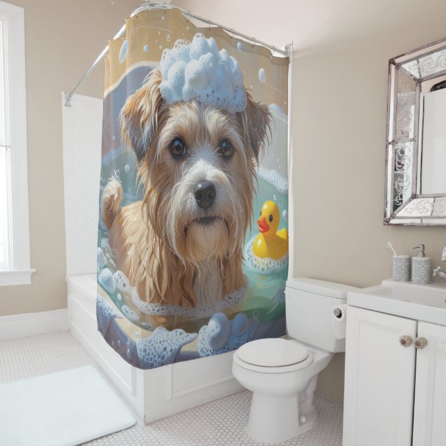 Tibetan Terrier Sloppy Sleepy Cute Funny  Shower Curtain (In Situ)