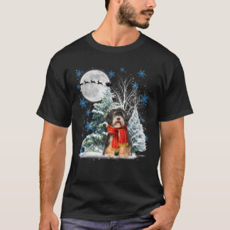 Tibetan Terrier Under Moonlight Snow Christmas Paj T-Shirt