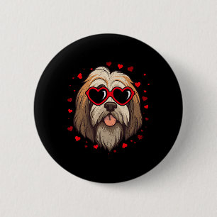 Tibetan Terrier Valentine Heart Cute Dog Lovers 6 Cm Round Badge