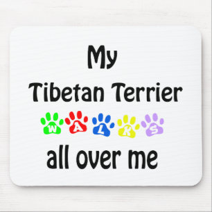 Tibetan Terrier Walks Design Mouse Mat
