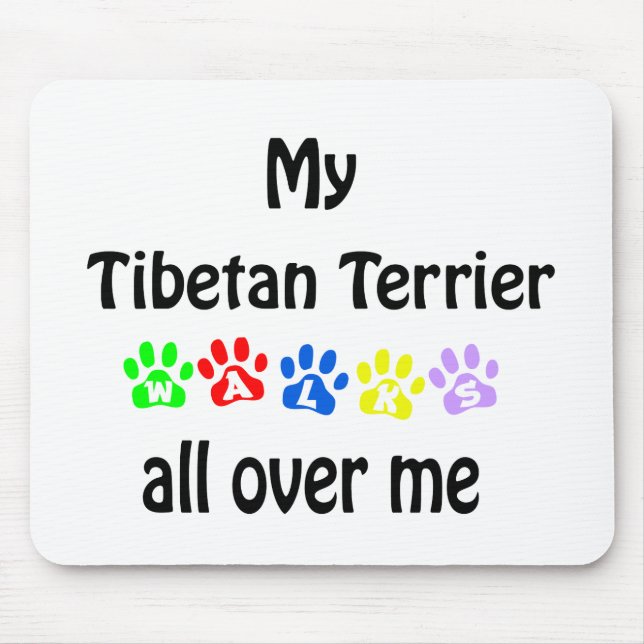 Tibetan Terrier Walks Design Mouse Mat (Front)