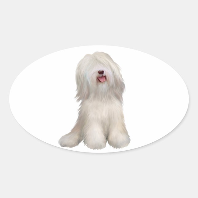 Tibetan Terrier (white) Oval Sticker (Front)