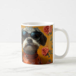 Tibetan Terrier with Heart Roses Valentine's Day Coffee Mug